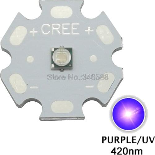 5pcs 3W 420nm to 430nm UV Ultraviolet Purple Color 3535 Epileds High Power LED Light Emitter Diode on 8/12/14/16/20mm Star PCB