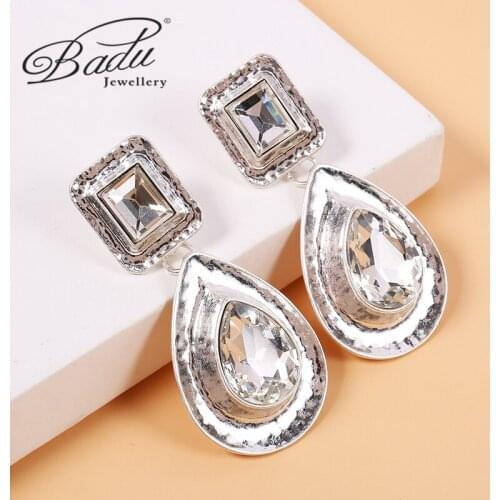 Badu Boutique Glass Crystal White Water Drop Pendant Hyperbole Women Dangle Earrings Fashion Luxury Accessories Jewelry