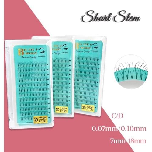 BES 1 Tray Premade Russian Volume Short Stem Eyelash Extensions Wide Fans 0.07 mm 3D 4D 5D 6D 10D 20D Faux Mink Lashes Wholesale