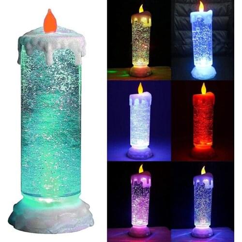 Color-Changeable Candle Shape LED Night Light USB Glitter Candle Lights Home Desktop Party Decor Atmosphere-Decor Lamp