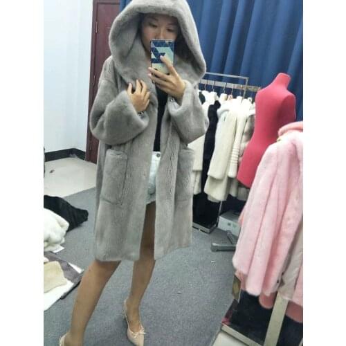 Natural real mink fur long jacket mink outwear