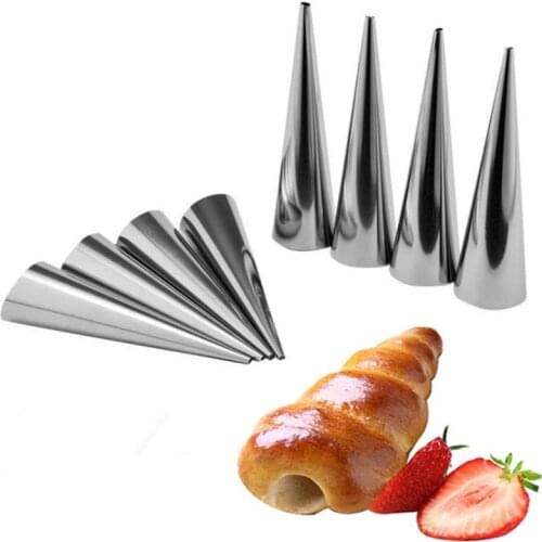 5/10Pcs Conical Tube Cone Roll Moulds Spiral Croissants Molds Cream Horn Mould Pastry Mold Cookie Dessert Kitchen Baking Set