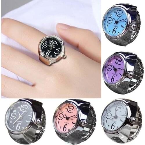 Hot Sale Fashion Couple Watch Ring for Personality Men Women Finger Round Quartz Watch Jewelry Gifts Stainless Steel Ring
