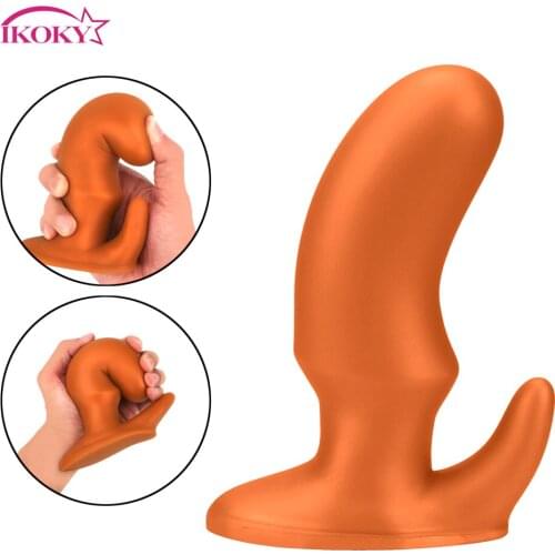 IKOKY Big Anal Plug Golden Horn Super Huge Butt Plug G-spot Stimulate Prostate Massager Sex Toys for Men Women Erotic Toys