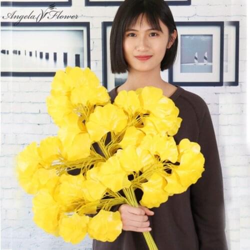 Artificial Ginkgo biloba decor branches green plants wall silk fake Ficus leaves decor home wedding garden hotel party Christmas