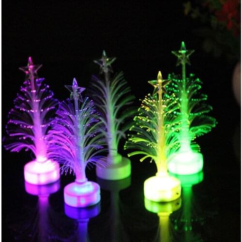 Mini Christmas Tree LED Color Changing Night Light Tabletop Decorations Christmas For Office Bedroom Ornaments Festival Gift