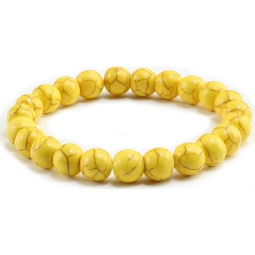 Trendy Yellow Natural Stone Beads Charm Bracelets & Bangles for Women Round Beaded Strand Bracelet Men Jewelry Pulseira Feminina