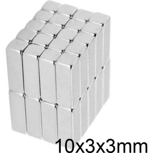 10~1000PCS 10x3x3 sheet Strong Neodymium Magnets Thickness 3mm Block Permanent Magnet 10x3x3mm Powerful Magnetic Magnets 10*3*3