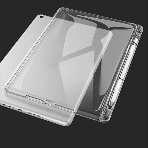 Soft TPU Protective Cover For iPad 10.2 inch 2019 iPad 7th Gen Case Transparent Shockproof Tablet Cover With Pencil Holder