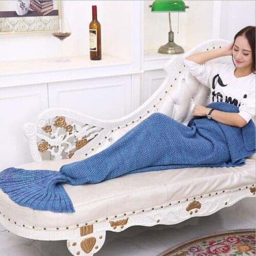 Wisuwore Soft Knitted Mermaid Tail Portable Blanket Crochet Handmade Sleeping Bag for Kids Adult Best Birthday Christmas Gift