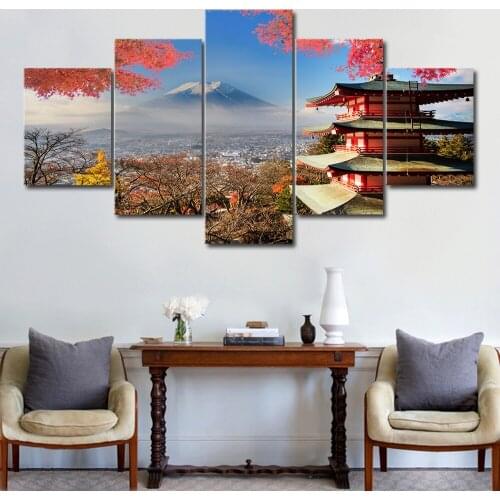 Mount Fuji Pagoda Canvas Painting Japan Mount Fuji Landscape Poster Prints Morden Home Living Room Decoration Wall Art Painting