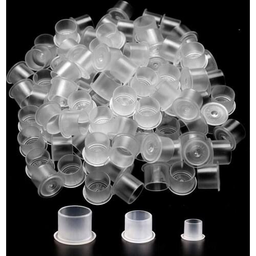 Yuelong 300Pcs Disposable Mix Size Tattoo Ink Cups Caps with Base for Tattoo Ink Pigment Kit Tattoo Supplies Ink Caps
