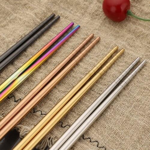 1 Pair Stainless Steel Chopsticks Metal Chop Sticks Tableware Silver Gold Multicolor Wedding Party Festival Supplies palillos