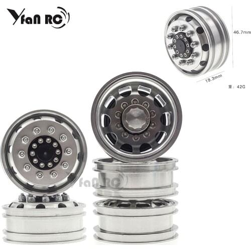 A pair of 1/14 model car accessories Tiangong Tamiya tractor truck mud head container car front and rear metal tire wheel hub