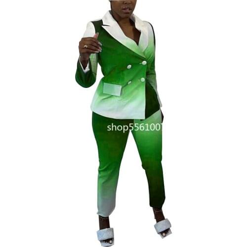 African Women Tie Dye Long Sleeve Blazer Suit Office Lady Elegant Business Outfits Africa Clothing African Clothes for Women