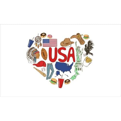 Custom 3'x5' i love USA United States Flag with USA symbols any sport fan hobby banner flag 90x150cm