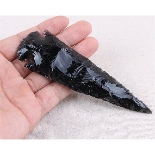 1PC 10cm Male 100% Natural Obsidian Crystal Arrows Jewelry Accessories Evil spirit Pendant Stone Quartz Crystal Stone Decoration