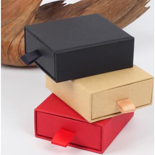 Luxury 8*7*3cm Drawer Box With Spong For Jewelery Display Earring Necklace Packaging Drawer Box With Ribbon 100pcs SN2816