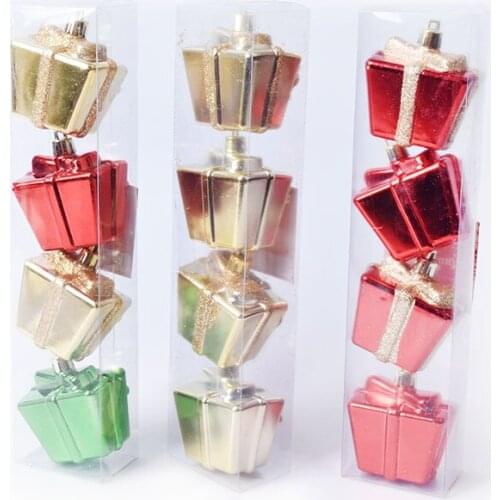 Christmas decorations scene layout gift ornaments pendant ornaments small electroplated gift box Christmas 4 boxed