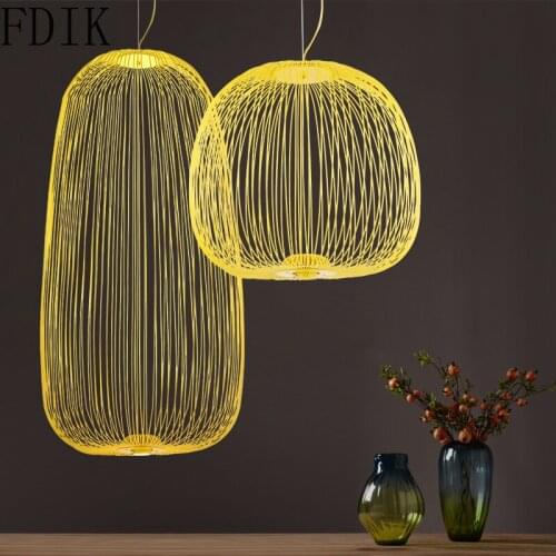 Post-modern Luxury Metal Pendant Lights Birdcage Vintage Led Hanging Lamp for Living Room Restaurant Villa Indoor Decor Lighting