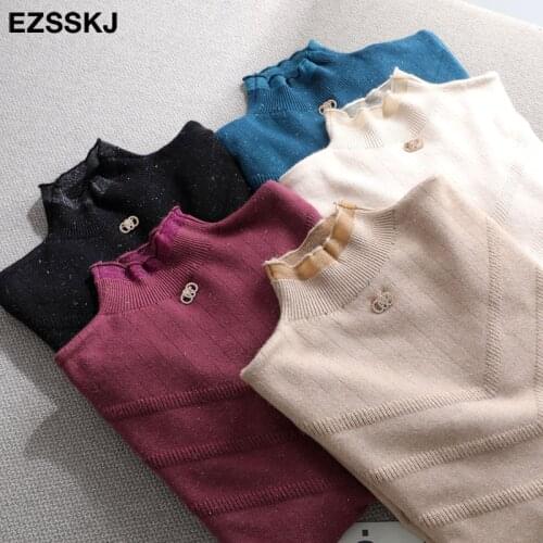 Thick glitter Lace collar sweater Pullover Women Autumn winter ruch long Sleeve Sweater For women Female bling Jumpers top