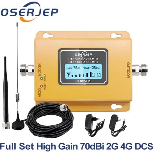 Fullset 4G LTE DCS 1800 Cellular Signal Amplifier 70dB Gain LCD Display GSM Band 3 LTE Cellphone Signal Repeater +Antenna
