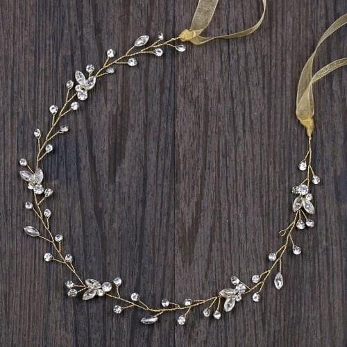 Vintage Gold Silver Color Headbands For Wedding Women Bride Crystal Tiara Hairbands Handmade Hair Jewelry Party Hair Accessories