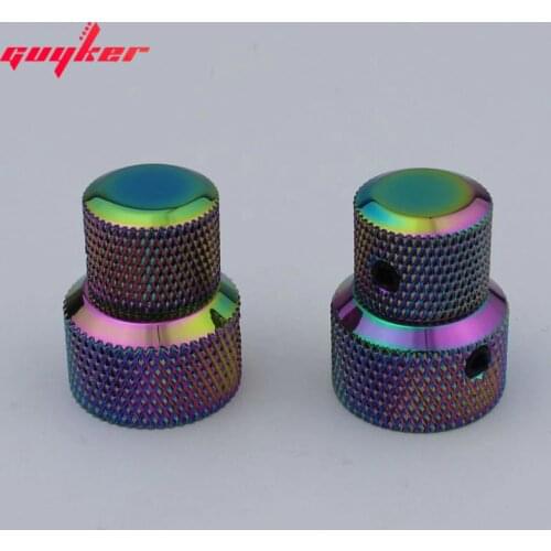 2 pcs High Grade GUYKER Chameleon Guitar Volume Tone Stacked Control Knobs Rainbow color