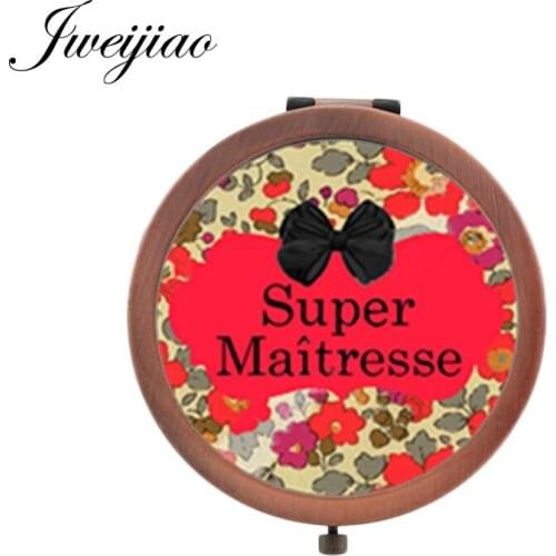 Youhaken Super Maitresse letter Mini moive Gift pocket mirror for girls Merci Maitresse words Brand espejo de maquillaje H133