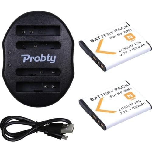 PROBTY 2*NP-BN1 NPBN1 NP BN1 Camera Battery + Dual USB Charger for SONY DSC TX9 T99 WX5 TX7 W390 W380 W350 W360 QX100 W370 W730