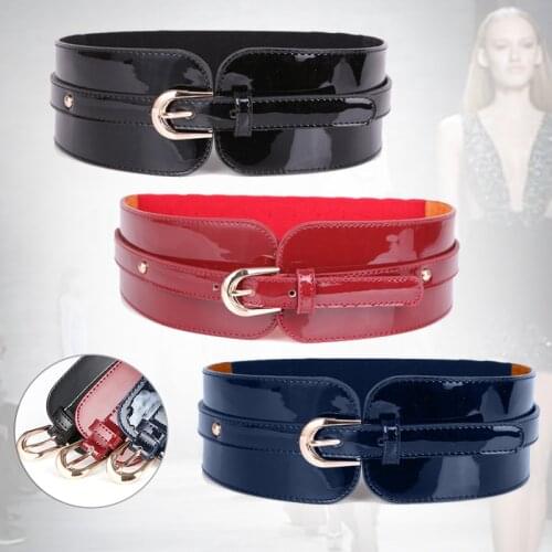 Women PU Leather Fashion Belts Pin Buckle Cummerbunds Body Corset Cummerbund Female Punk Wide Waistbands