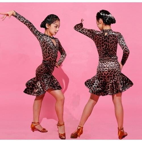 Girls Latin Dance Dress Long Short Sleeve Practice Dance Latin Skirt Ballroom Performance Clothes Latin Practice Skirt full set