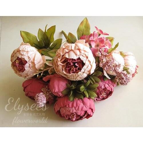 1 Boutique Decor Large Silk Artificial Peony Flowers Festival Party Decorative Flower Christmas Home Decoration Gifts