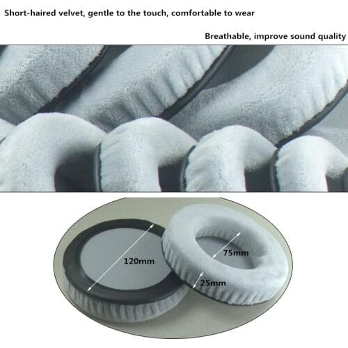 ANJIRUI Gray velvet foam Ear Pads Cushions 60 70 75 80 85 90 95 100 110 115 120mm for SONY Sennheiser Headphone Replacement sets