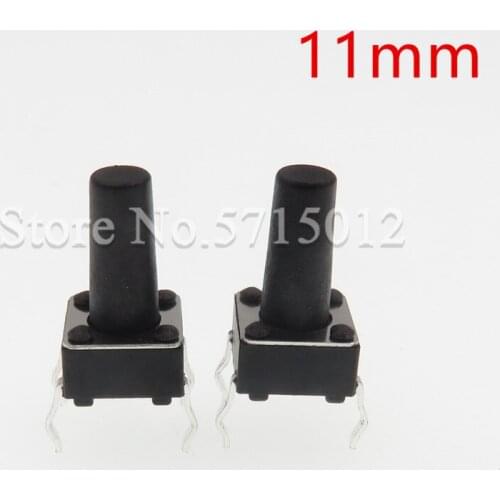 200 pcs 6*6*11mm 4pin Round head Tactile Push Button Switch Micro switch button switches 6X6X11MM black