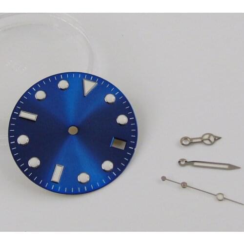 28.5MM Nologo fit NH35A Sterile Sunburst Watch Dial Date Window Watch Needles fit SUB Case