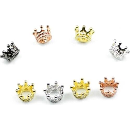 YHBZRET Imperial Crown Cap Copper Spacer beads 4pcs 11*6mm Vintage Charms Loose beads for Jewelry making bracelet DIY Findings