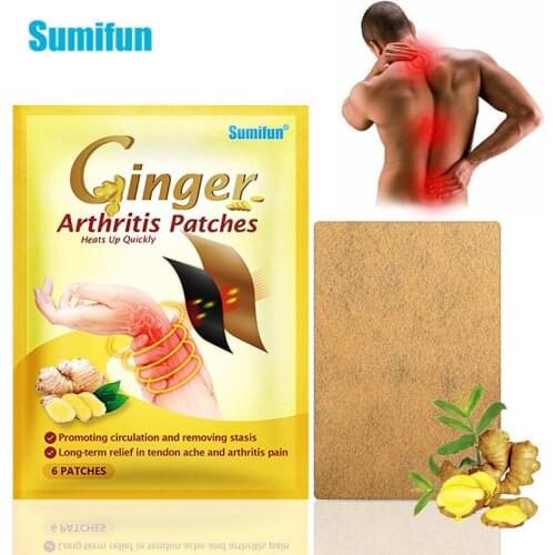 Sumifun 6pcs Warm Moxibustion Plaster Wormwood Detox Patches Herbal Medicine Paste Shoulder/Neck/Waist Pain Relieve Health Care