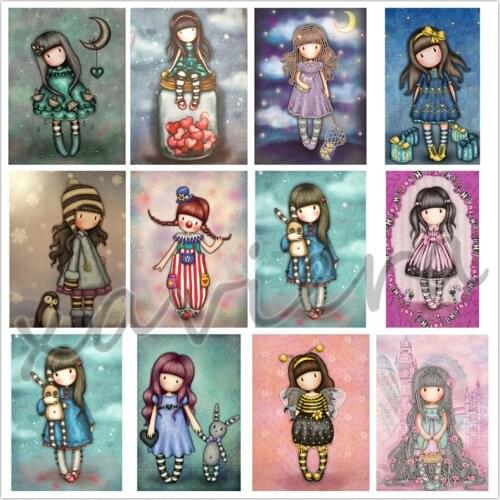 Xaviera Diy 5D Diamond Painting Cartoon Girl Cross Stitch Embroidery Needlework Sets Full Round Drill Rhinestone Mosaic Picture