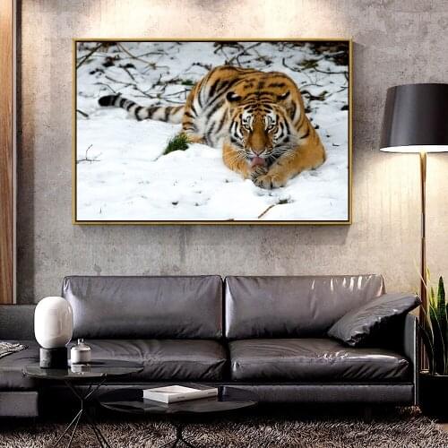 Artcozy Oil Canvas Painting tiger-snow-winter For Home Decoration Wall Art