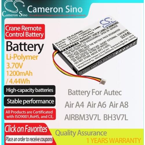 CameronSino Battery for Autec Air A4 Air A6 Air A8 fits Autec AIRBM3V7L BH3V7L Crane Remote Control battery 1200mAh 3.70V Black