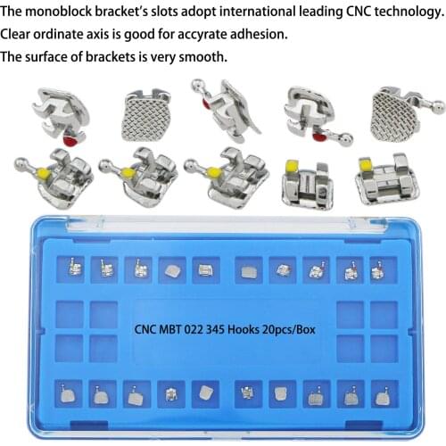 CNC Dental Orthodontic Metal Bracket Mini MBT 022 Slot 345 Hooks 20pcs/1set