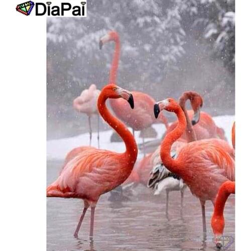 DIAPAI 100% Full Square/Round Drill 5D DIY Diamond Painting "Animal flamingo" Diamond Embroidery Cross Stitch 3D Decor A20033
