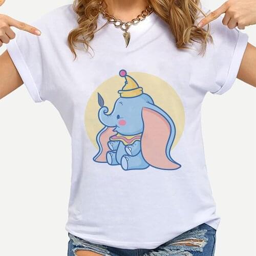 Disney Dumbo Elephant Graphic Print T-shirt Women New Summer Fashion Tshirt Tee Harajuku Aesthetic Top Unisex T Shirt Dropship
