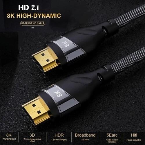 Flexibility HDMII-compatible cable High Speed 8K 60 hz 4K 120hz UHD HDR 48Gbps Ycbcr4:4:4 cable Converter for PS4 HDTV Projector