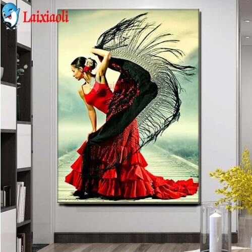 Mexican style 5d Diamond Painting Pretty Red Dress Dancer Full Set Diamond Embroidery Square Round Stones Diy Mosaic Home Decor