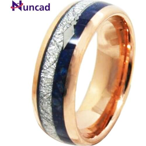 Couple Ring Full Arc Electroplating Rose Gold Inlaid with Silver Wire and Green Gold Stone Foreign Trade Fashion Jewelry