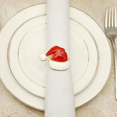 Napkin Ring Cute Alloy Creative Christmas Hat Shape Exquisite Holder Towel Ring Unique Wear-resistant Hard to Fade Alloy Buckle