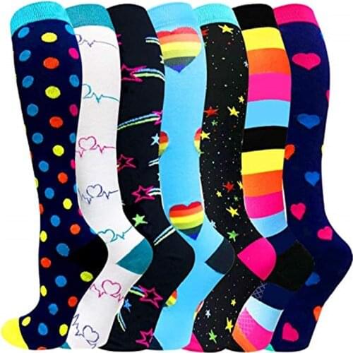 Women Compression Stocking Anti Fatigue Varicose Veins Edema Knee High 20-30 MmHg Sports Running Marathon Men Compression Socks