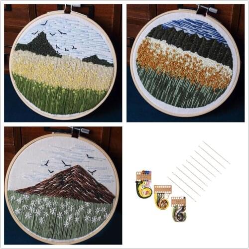 3Pcs/Set Embroidery Starter Kit For Diy Pattern Embroidery Tool Set Threads Cross Stitch Kit Without Embroidery Hoop